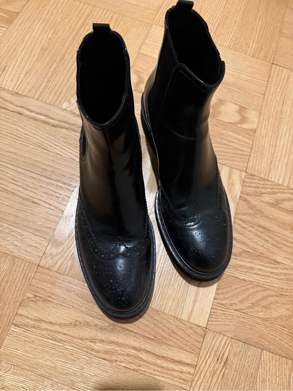 Prada Black Leather Wingtip Ankle Booties